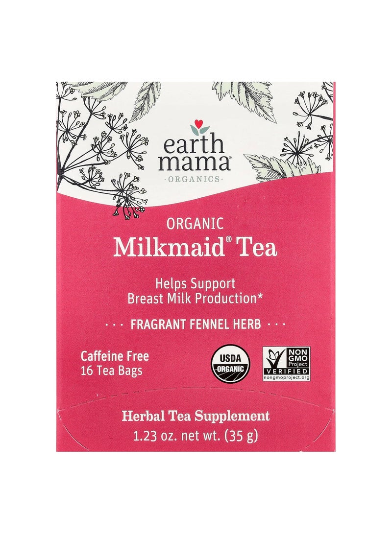Organics, Organic Milkmaid® Tea, Fragrant Fennel Herb, Caffeine Free, 16 Tea Bags, 1.23 oz (35 g)
